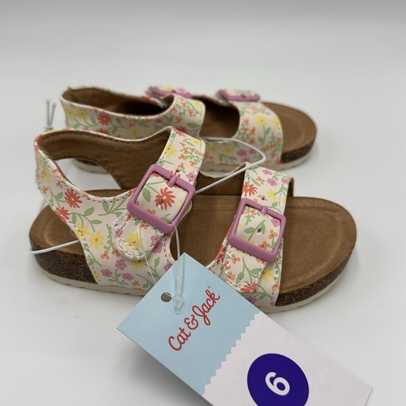 NWT Cat & Jack Toddler Reagan Floral Print Footbed Sandals Size 6 - Picture 5 of 11